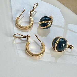 LKlein 18 karat gold and Black onyx Hoop Earrings